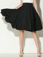Romwe Black Wide Waistband Circle Skirt