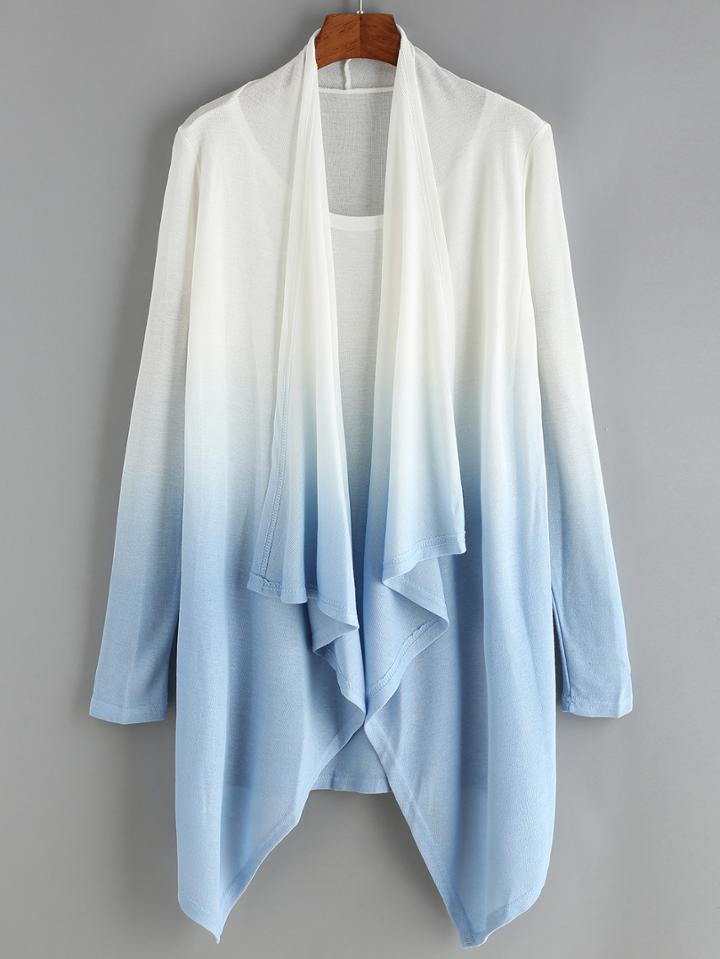 Romwe Shawl Collar Ombre Knitwear