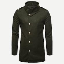 Romwe Men Solid Single Breasted Epaulette Jacket