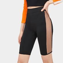 Romwe Contrast Mesh Cycling Shorts