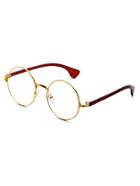 Romwe Gold Frame Contrast Arm Round Lens Glasses