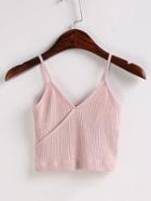 Romwe Ribbed Detail Wrap Cami Top