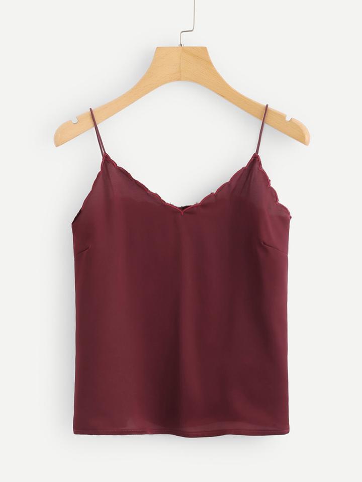 Romwe Embroidered Trim Cami Top