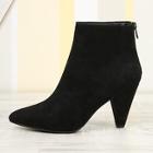 Romwe Cone Heel Pointed Toe Booties With Back Zip