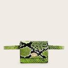 Romwe Snakeskin Print Bum Bag With Chain Strap