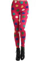 Romwe Romwe Colorful Big Polka Dots Pink Leggings