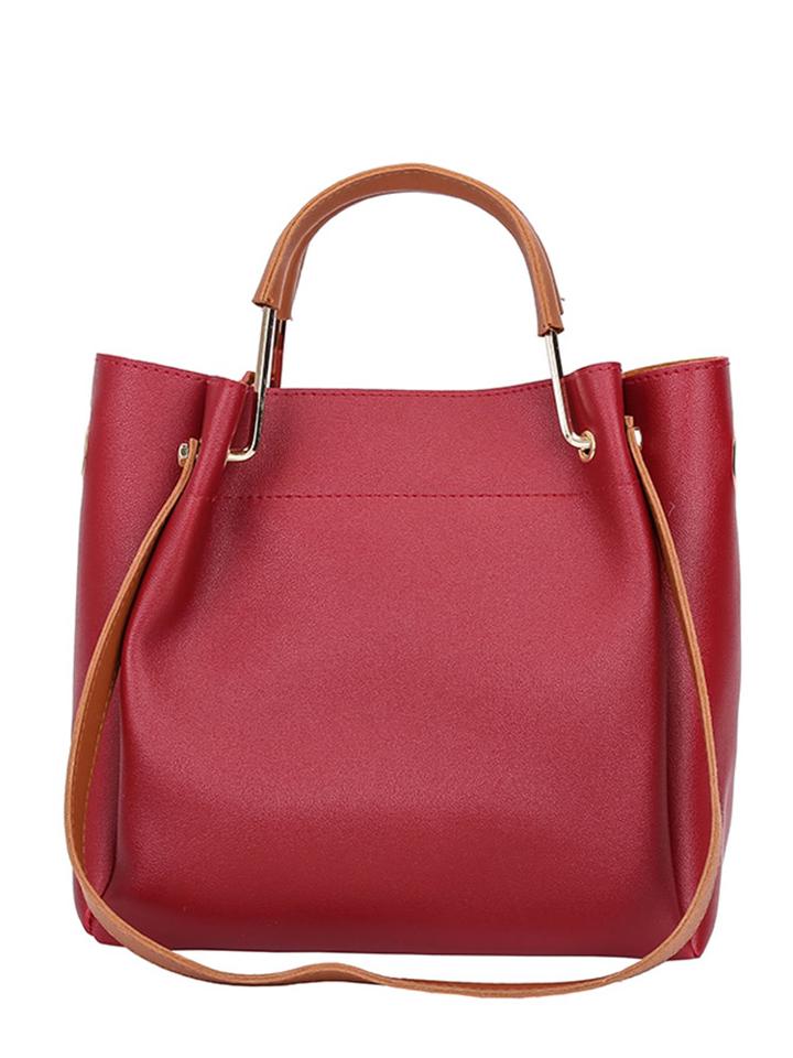 Romwe Metal Handle Winged Tote Bag