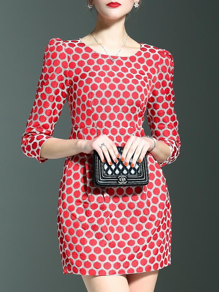 Romwe Red Polka Dot Sheath Dress