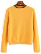 Romwe Contrast Collar Split Jersey Sweater