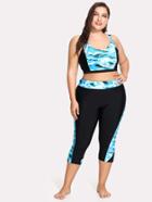 Romwe Color Block Two Piece Swimwear