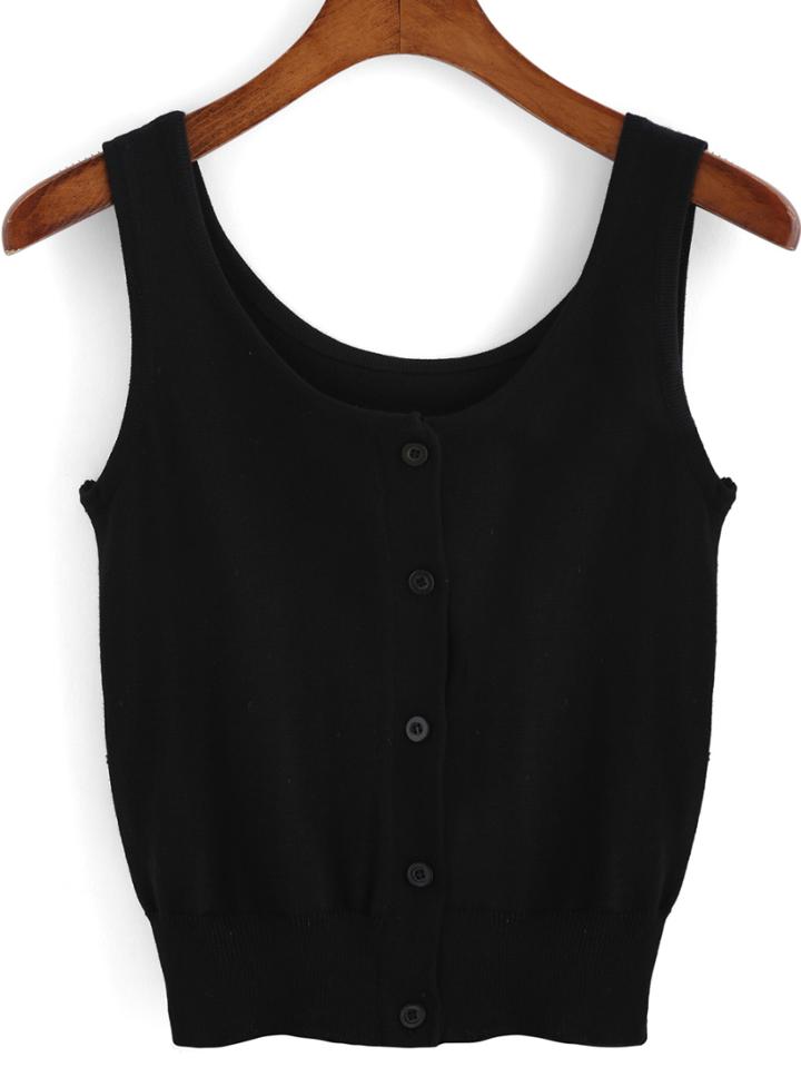 Romwe Buttons Knit Tank Top