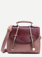 Romwe Pink Contrast Flap Dual Strap Front Satchel Bag