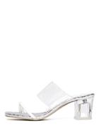 Romwe Silver Open Toe Transparent Chunky Sandals