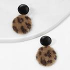 Romwe Leopard Pattern Fluffy Round Drop Earrings