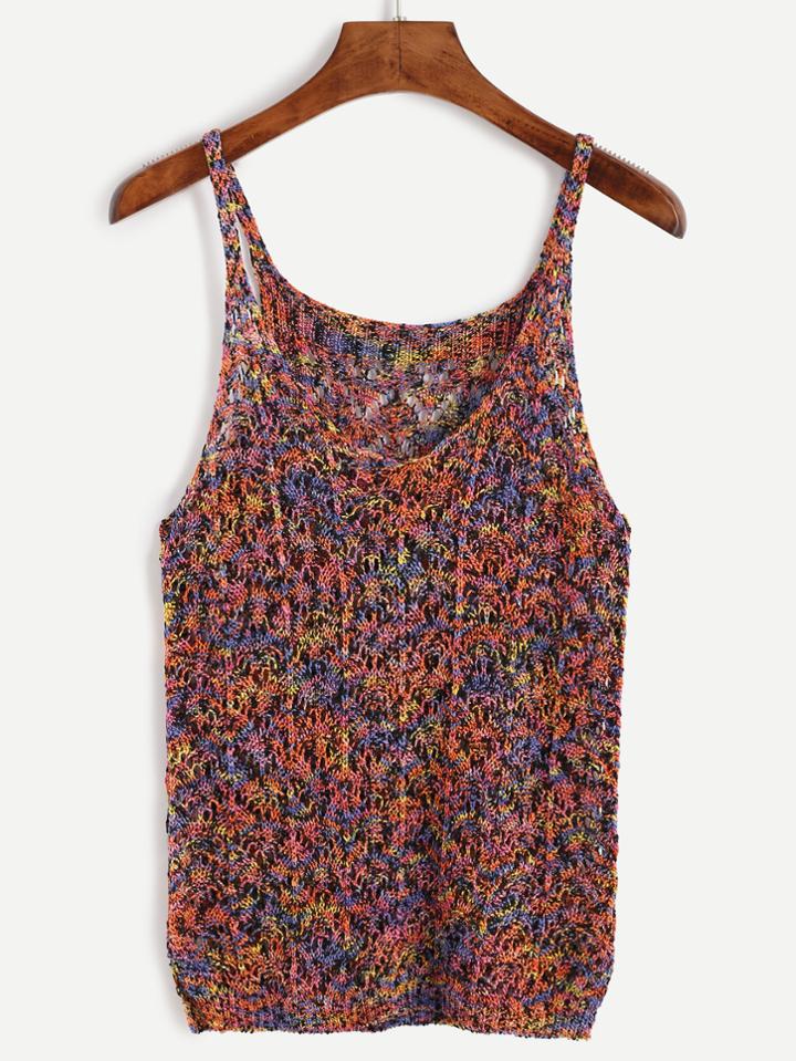 Romwe Multicolor Variegated Yarn Knit Cami Top