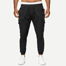 Romwe Guys Zipper Pocket Drawstring Waist Pants