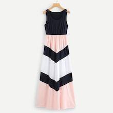 Romwe Cut & Sew Chevron Tank Maxi Dress
