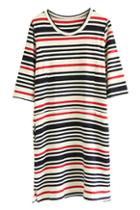 Romwe Striped Cropped Pocketed Dress