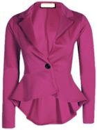 Romwe Lapel Dip Hem Peplum Hem Rose Red Blazer