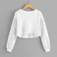 Romwe Contrast Sequin Solid Crop Top