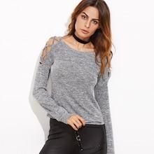 Romwe Crisscross Sleeve Marled T-shirt