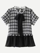 Romwe 2 In 1 Plaid Peplum Blouse