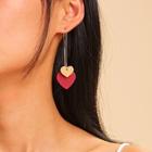 Romwe Double Heart Detail Drop Earrings 1pair