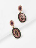 Romwe Mixed Rhinestone Decorated Drop Earrings