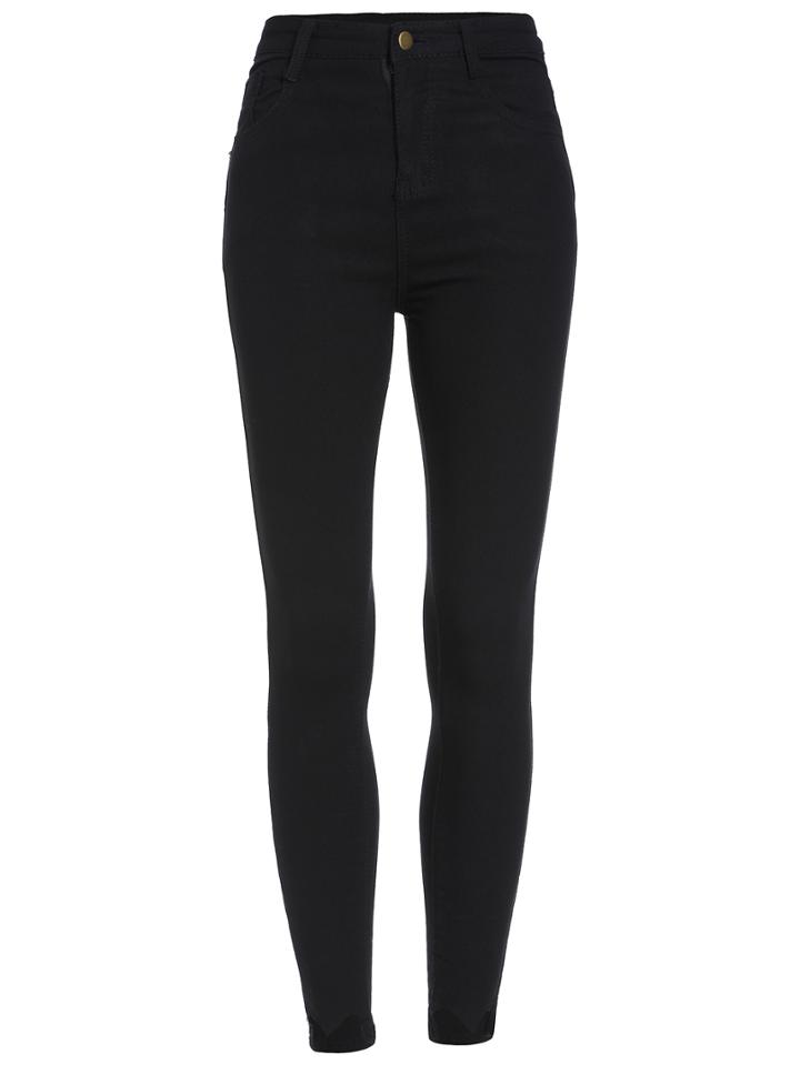 Romwe High Waist Notch Slim Pant