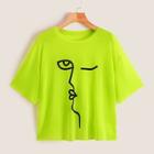 Romwe Neon Lime Graphic Print T-shirt