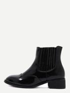 Romwe Black Patent Leather Almond Toe Chelsea Boots