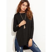 Romwe Slit Side High Low T-shirt