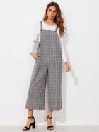 Romwe Grid Pinafore Culotte Jumpsuit