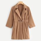 Romwe Double Button Shawl Collar Outerwear