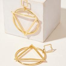 Romwe Open Triangle & Circle Drop Earrings 1pair