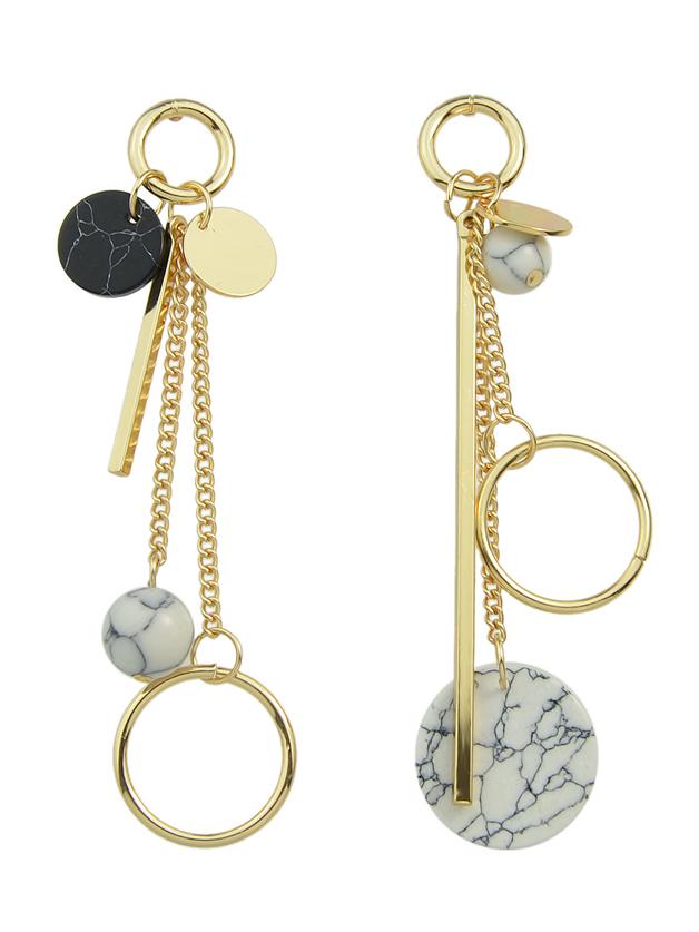 Romwe Design Gold Wooden Long Drop Earrings