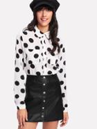 Romwe Zip Back Pu Skirt