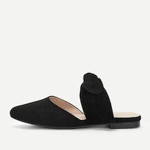 Romwe Bow Tie Decor Suede Flat Mules