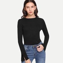 Romwe Ribbed Criss Cross Back Tee