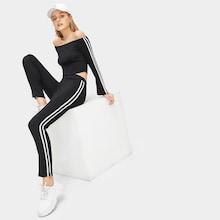 Romwe Tape Panel Off The Shoulder Top With Pants