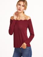 Romwe Off The Shoulder Scallop Top