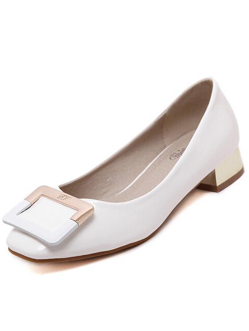 Romwe White Square Toe Embellished Flats