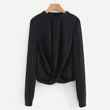 Romwe Solid Twist Front Pullover