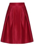 Romwe Flouncing Midi Wine Red Skirt