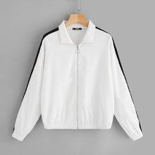 Romwe O-ring Zip Up Contrast Sideseam Jacket