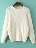 Romwe Open-knit Loose Beige Sweater