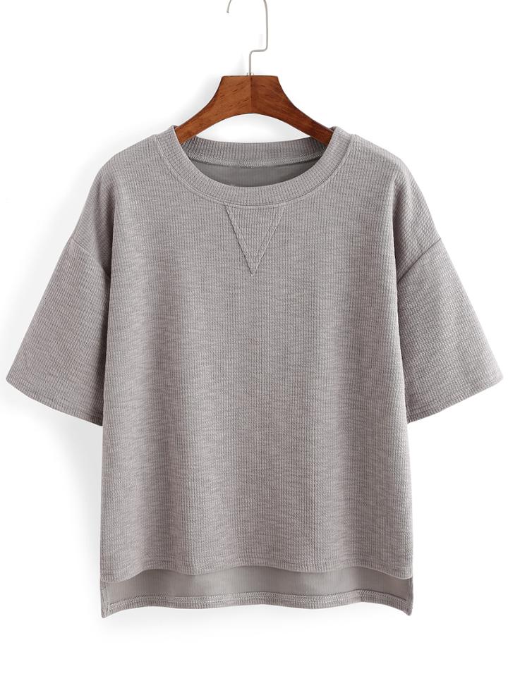 Romwe Dropped Shoulder Seam Dip Hem T-shirt