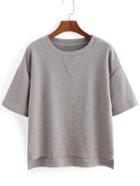 Romwe Dropped Shoulder Seam Dip Hem T-shirt