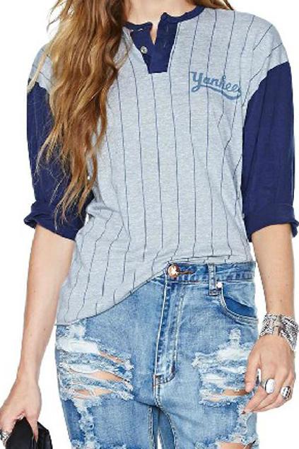 Romwe Cropped Striped T-shirt