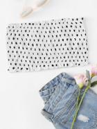 Romwe Shirred Polka Dot Bandeau Top